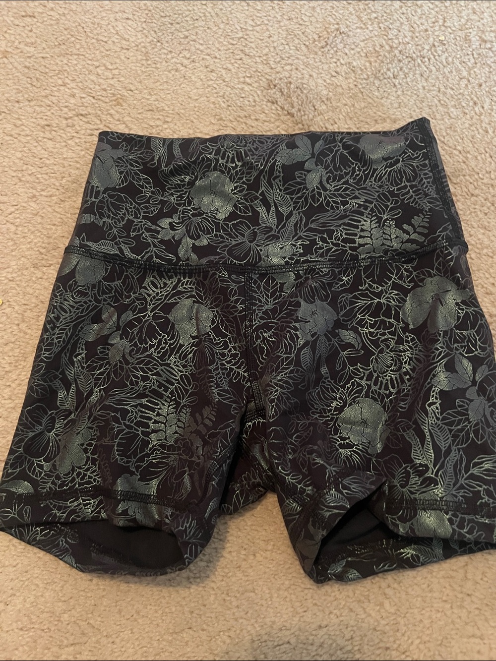 High-Waist Black Floral Print Women's Shorts